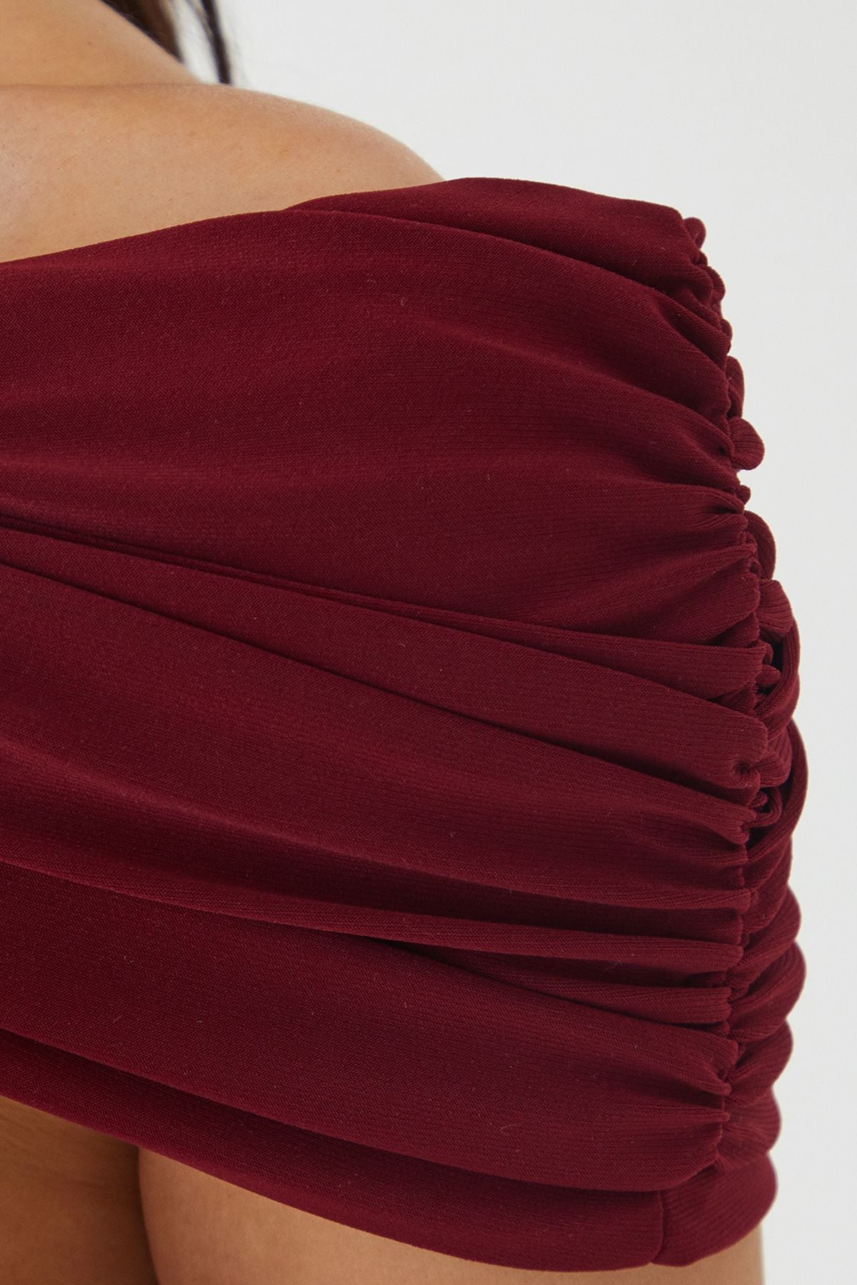 MissPap Bardot Foldover Drape Mini Dress Berry image 5