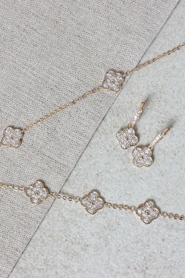 Jon Richard Gold Plated Pave Clover Necklace image 3