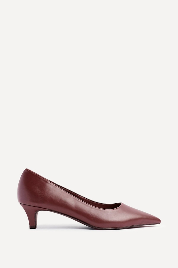 Linzi Zola Burgundy Faux Leather Kitten Court Heel