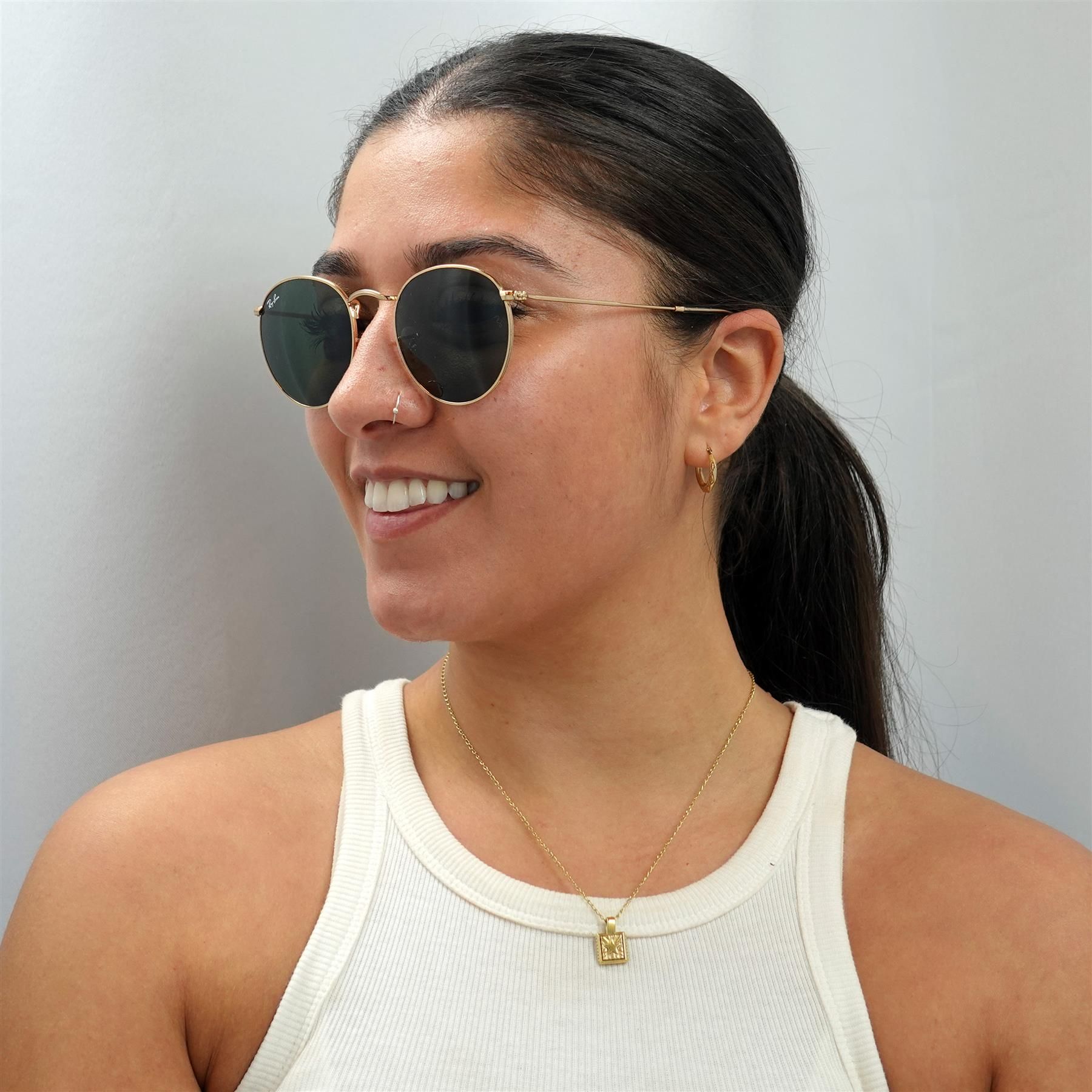 Ray-Ban Round Gold Green Sunglasses image 4