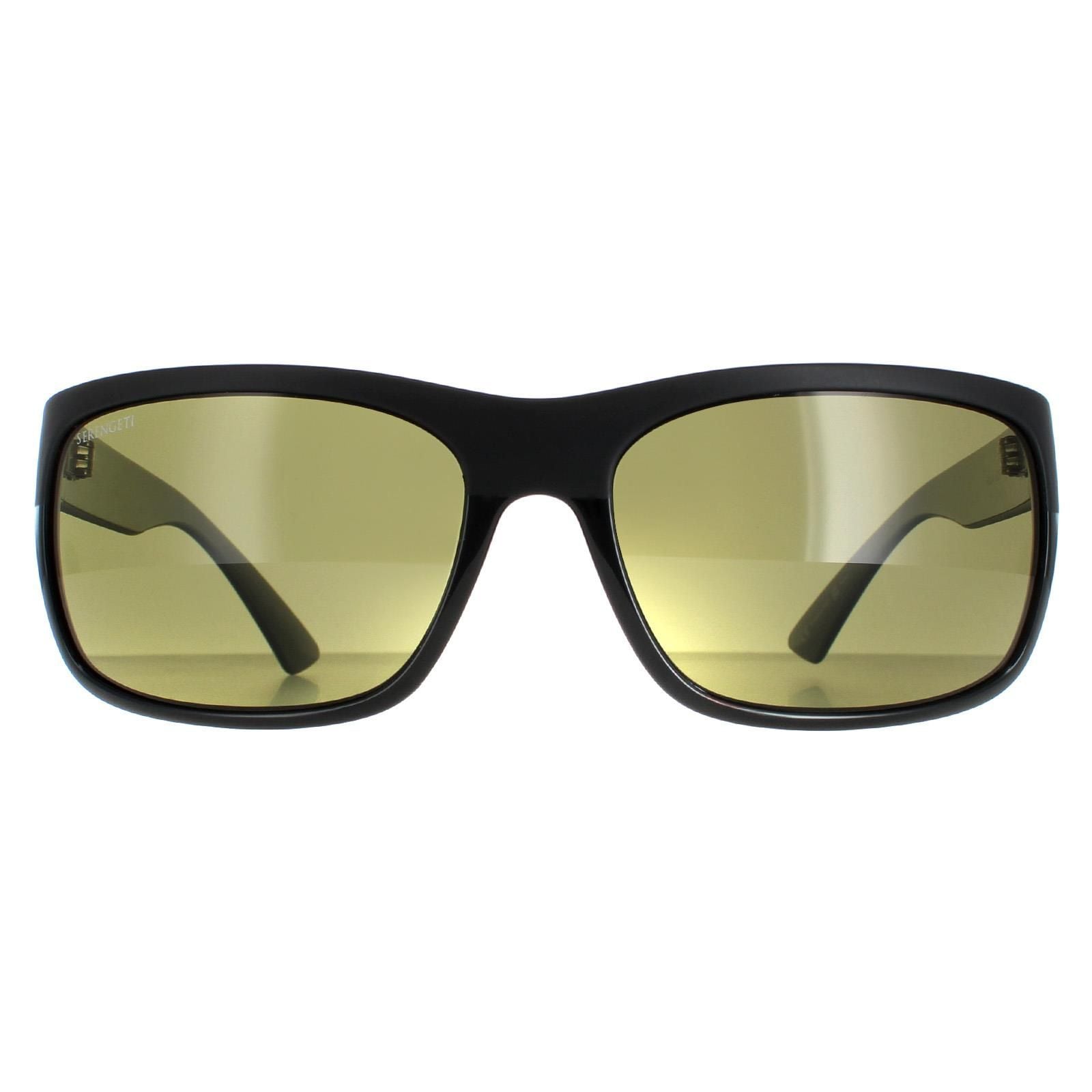 Serengeti Wrap Matte Black Top Shiny Black Mineral Polarized 555nm Pistoia
