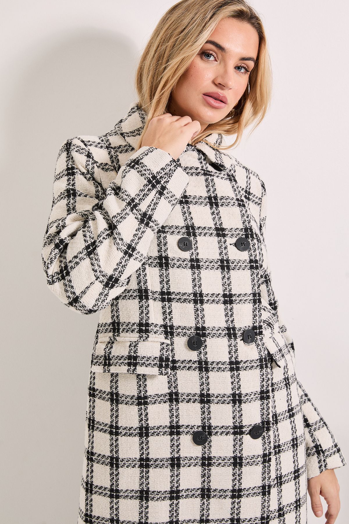 Dorothy Perkins Check Longline Coat Mono image 4