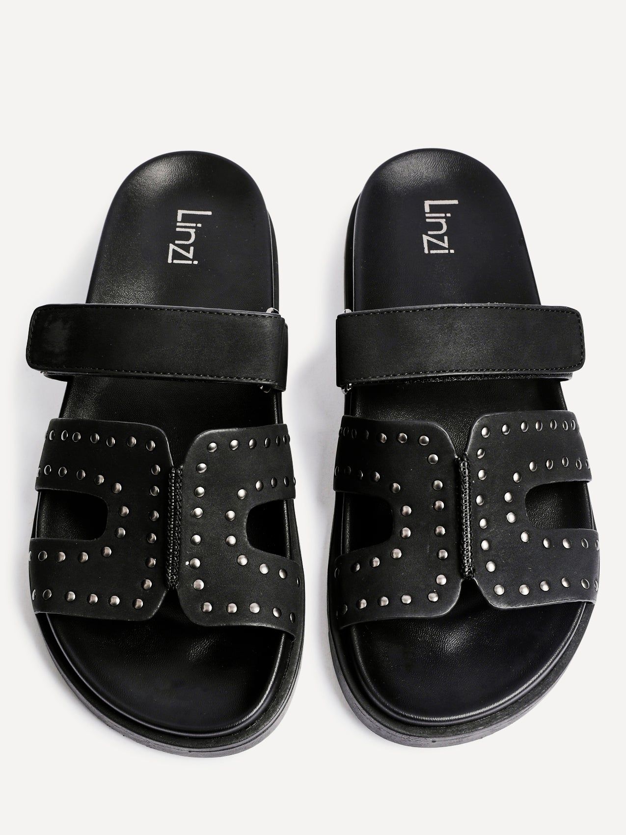 Linzi Karma Black Nubuck Studded Linked Design Sandal image 4