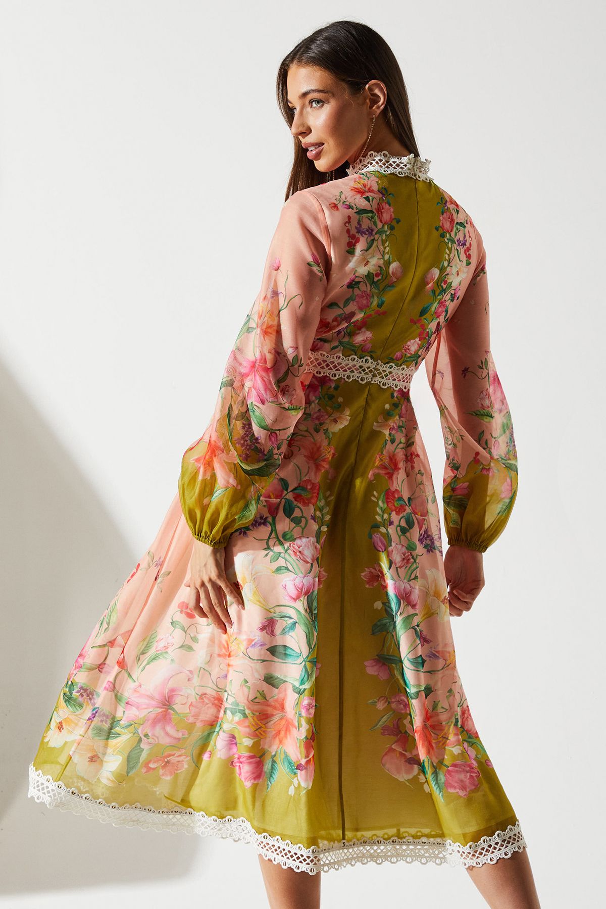 Coast Organza Lace Trim Midi Dress Multi image 3