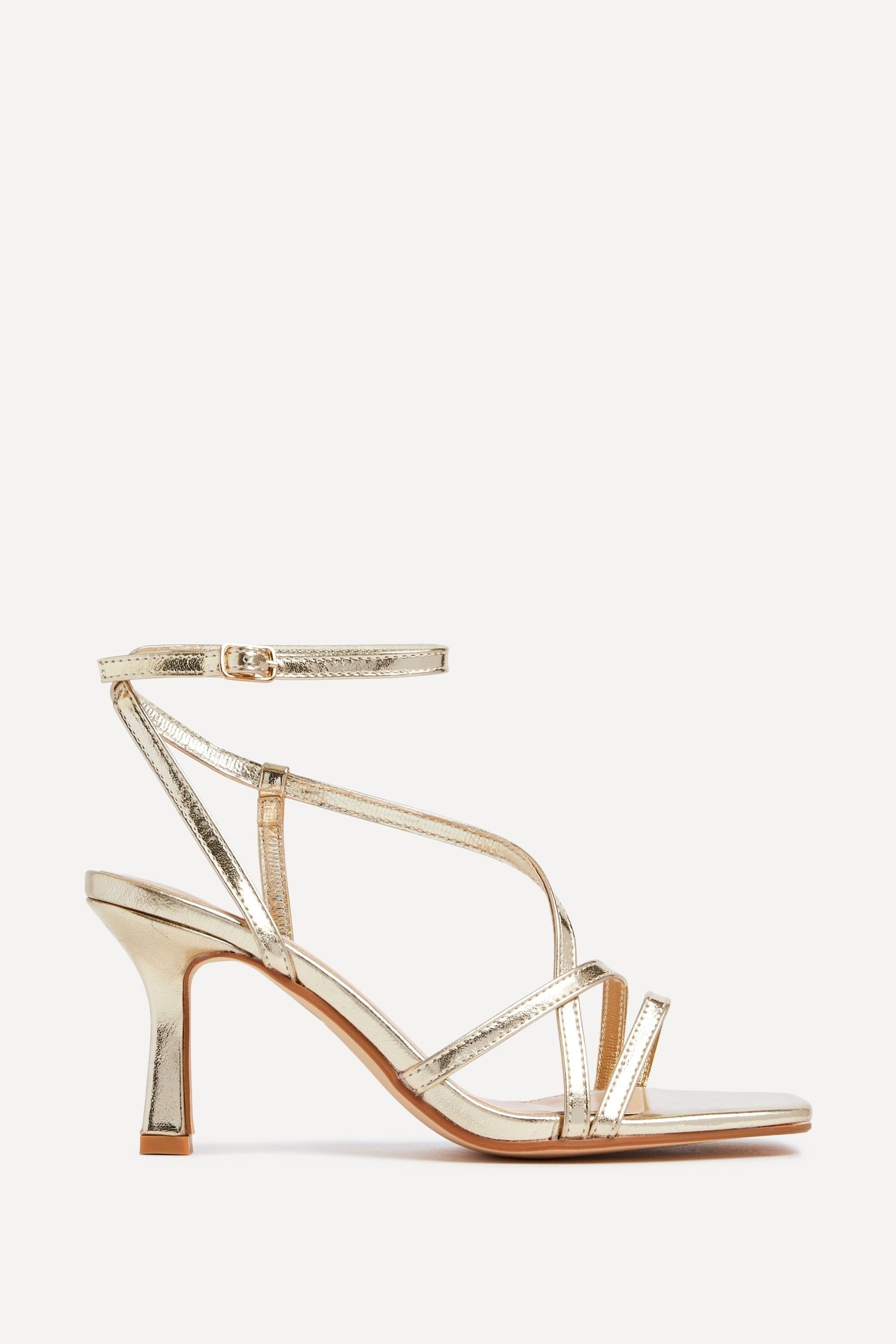 Linzi Ella Gold Faux Leather Strappy Square Toe Heeled Sandal image 1