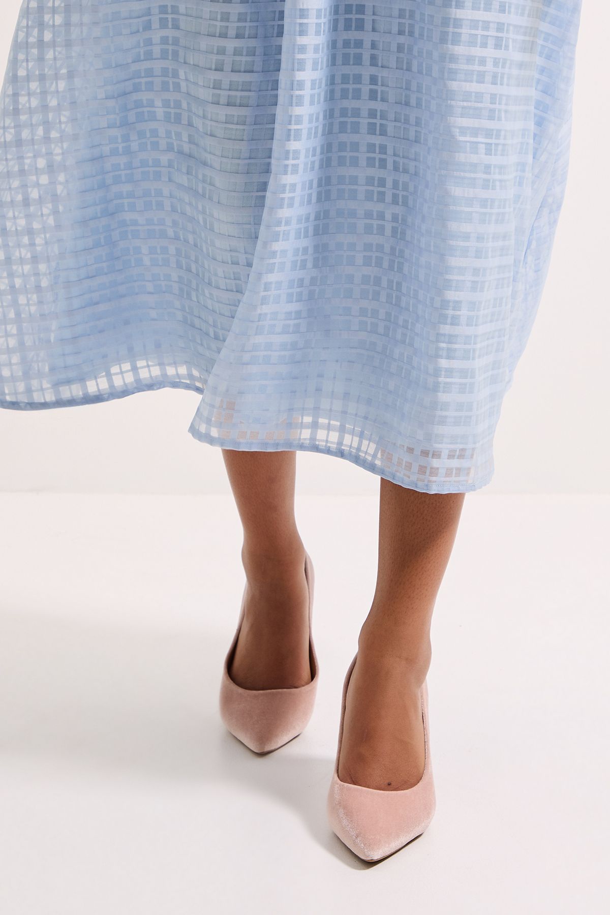 Dorothy Perkins Wide Fit Dash Velvet Pointed High Stiletto Heel Court Shoes Champagne image 3