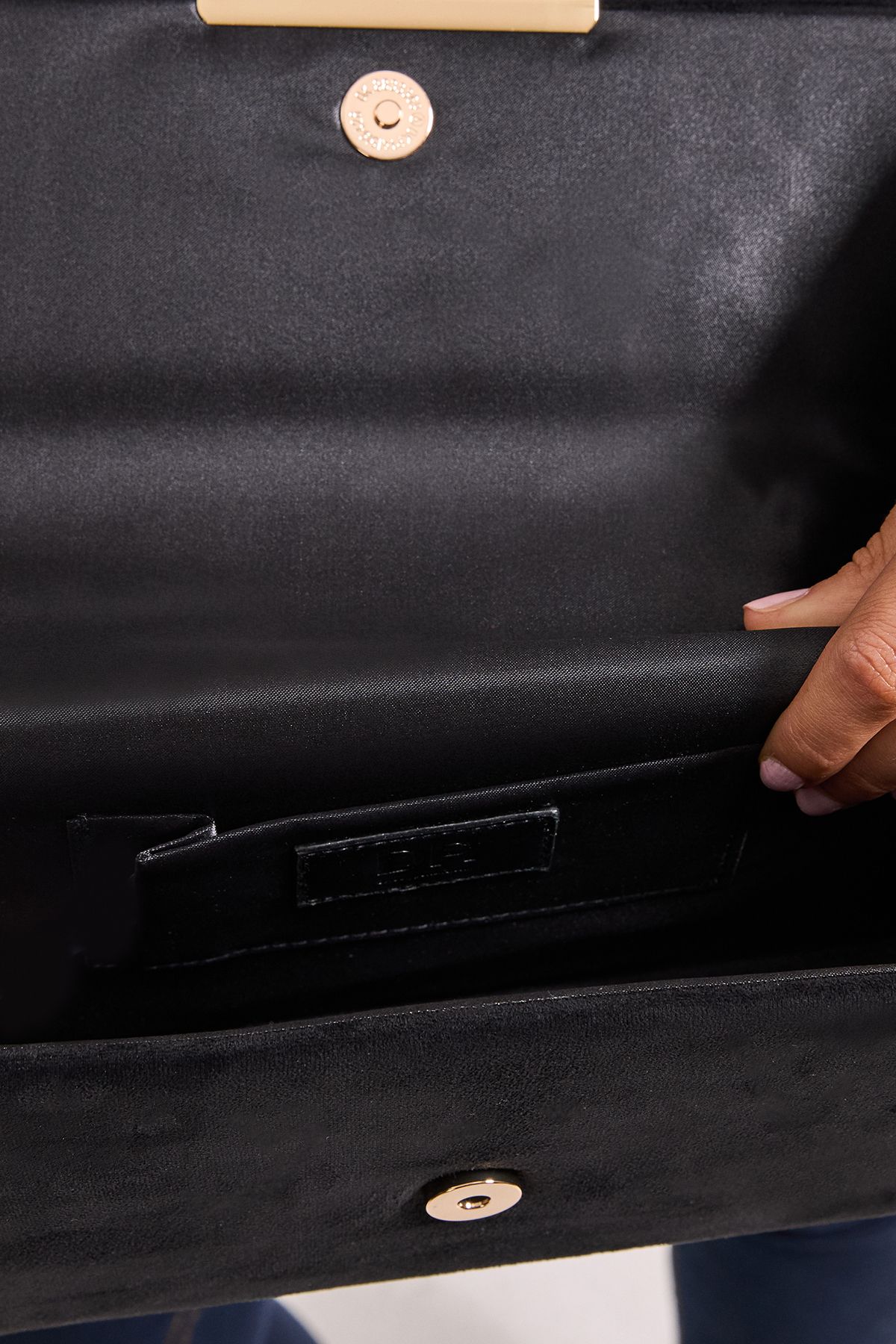 Dorothy Perkins Terrie Faux Suede Flap Over Structured Shoulder Bags Black image 3