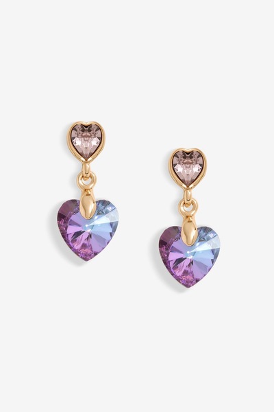 Jon Richard Jon Richard Radiance Collection- Rose Gold Plated Pink Heart Earrings Embellished with Crystals