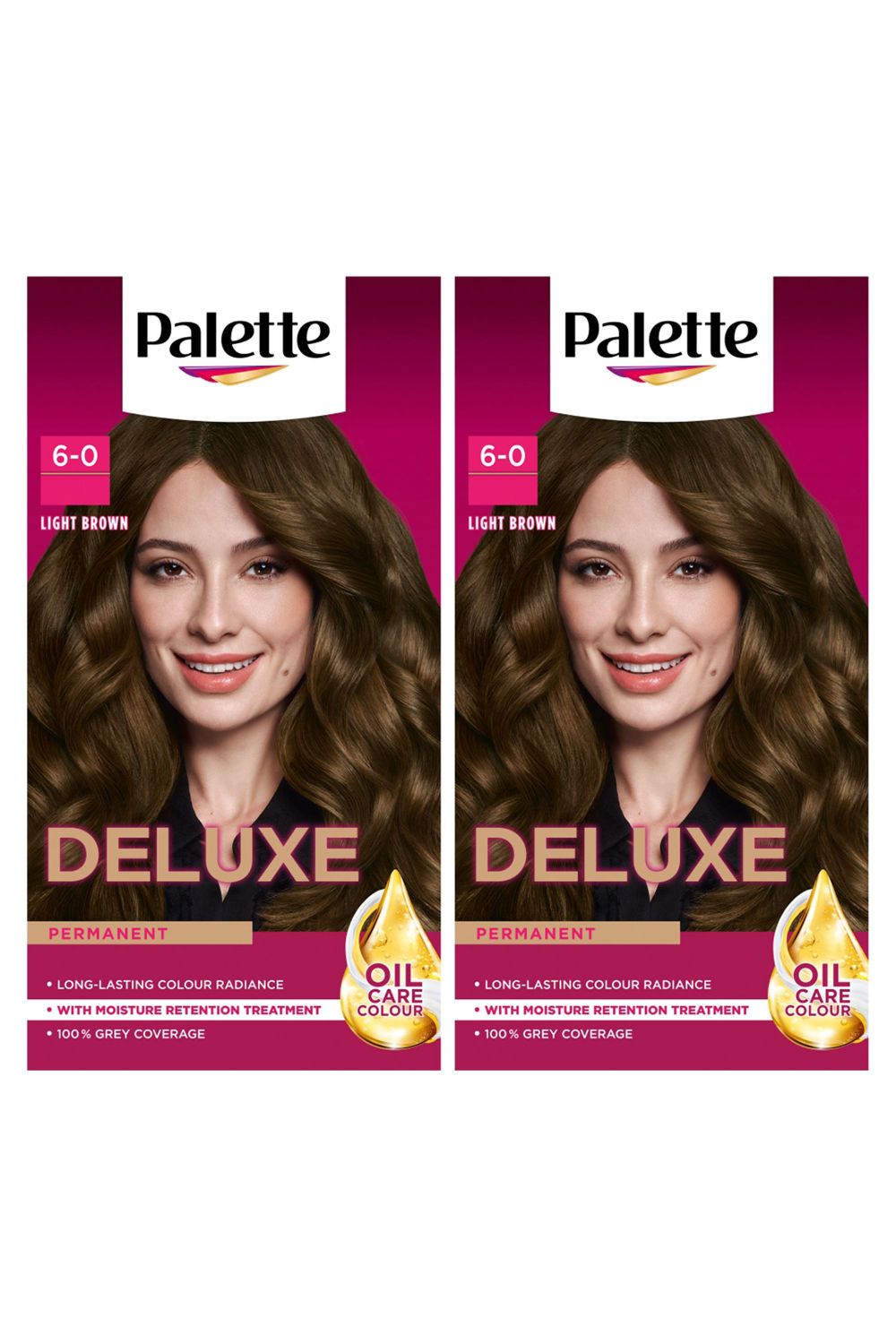 Schwarzkopf Deluxe Creme Colouration 6-0 Light Brown 'Hair Dye', 2 Pack image 1