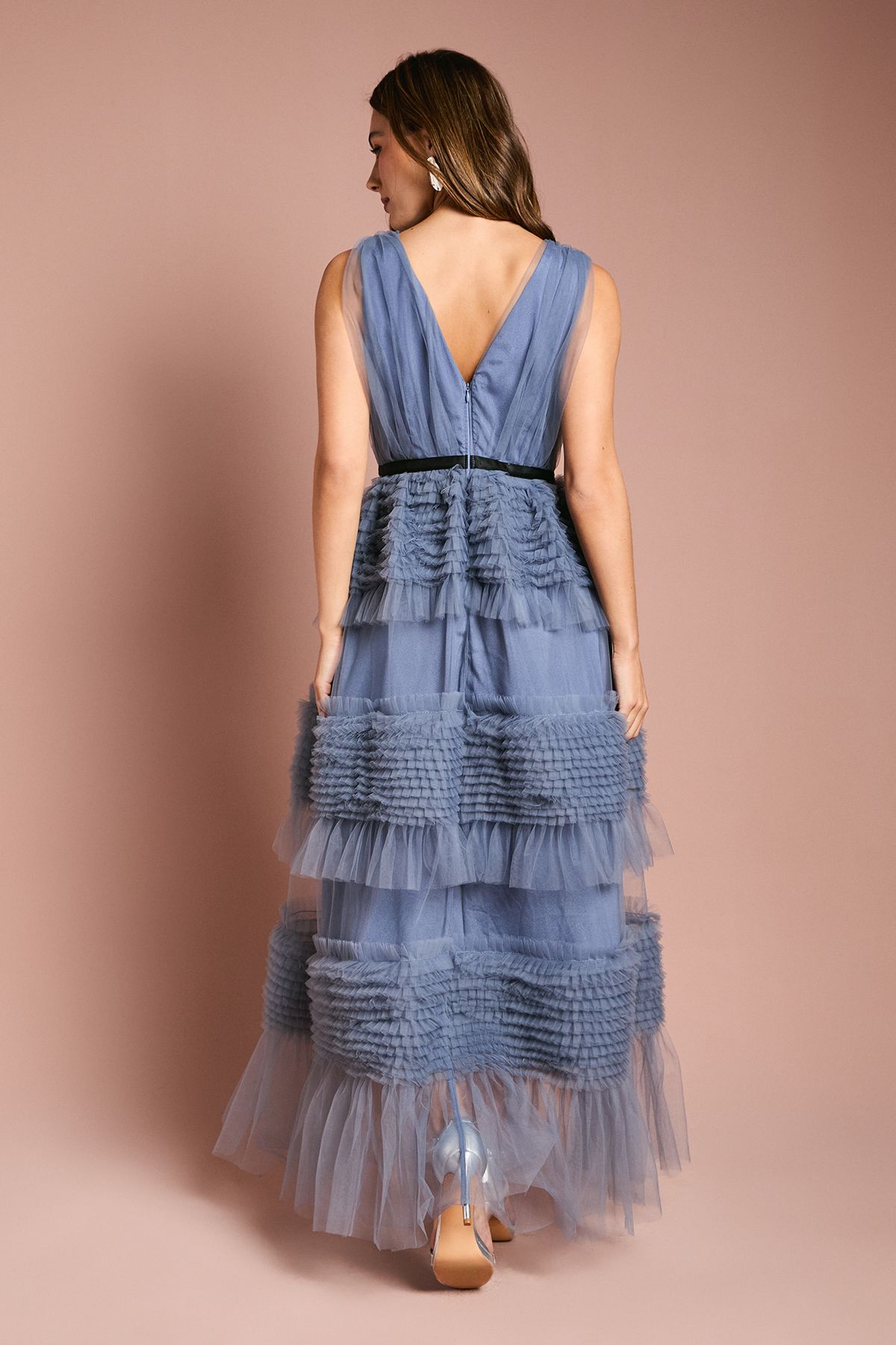 Coast Sleeveless Mesh Wrap Top Maxi Dress Blue image 5