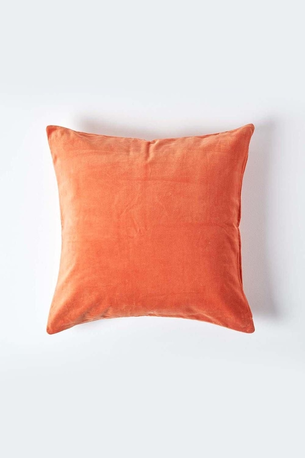 Homescapes Velvet Cushion Cover 100% Cotton, Soft & Machine Washable