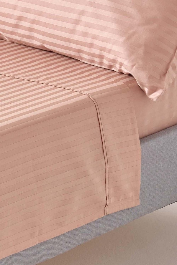 Homescapes Egyptian Cotton Satin Stripe Flat Sheet 330 Thread Count