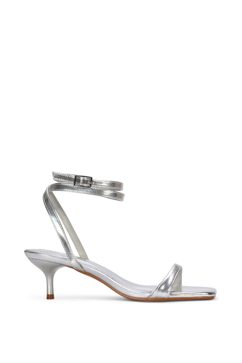 XY London 'Nikita' Low Kitten Heel Sandals With Ankle Strap