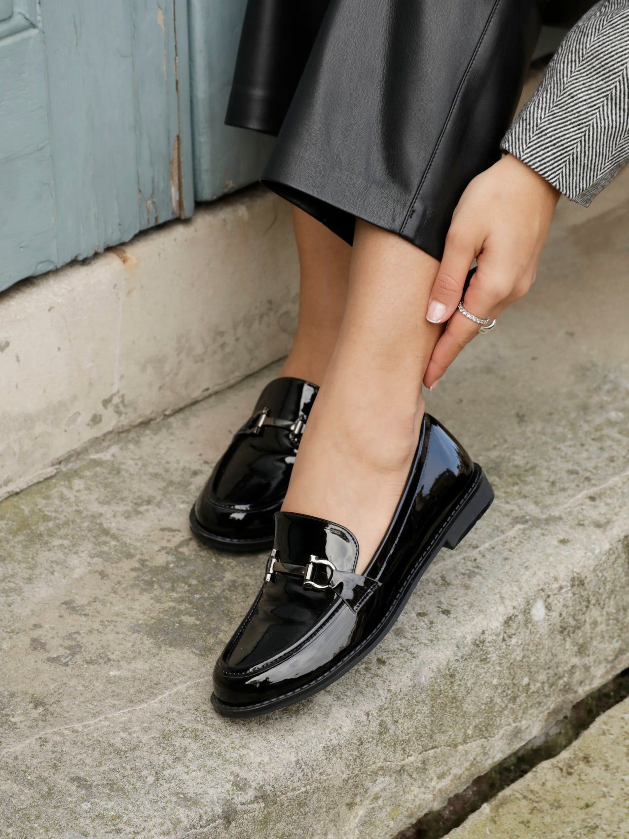 Linzi Belle Black Patent Slip On Loafer image 2