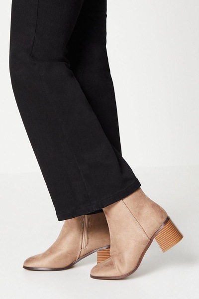 Dorothy Perkins Andrea Block Heel Ankle Boots Taupe