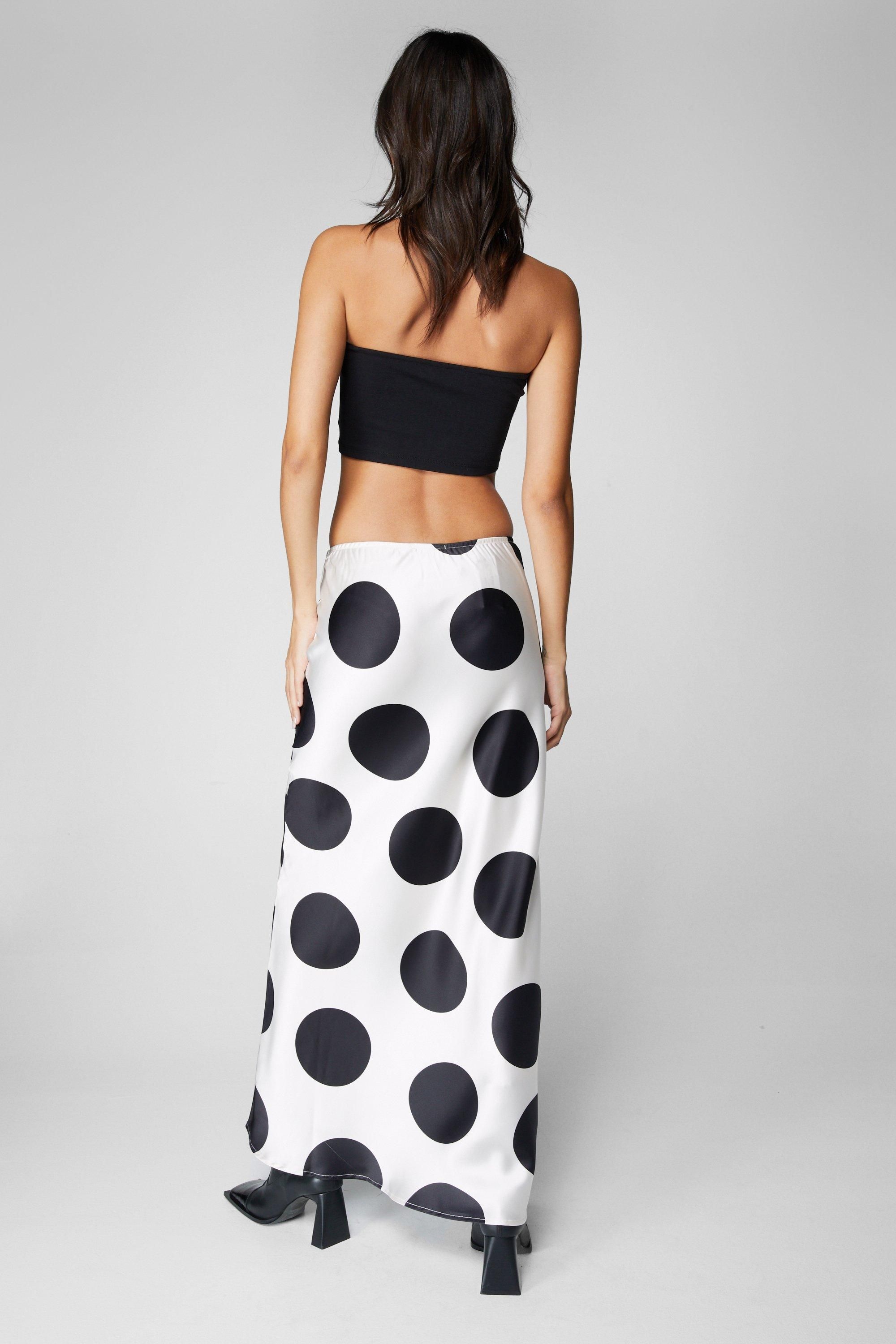 NastyGal Spot Satin Bias Maxi Skirt Ivory image 4