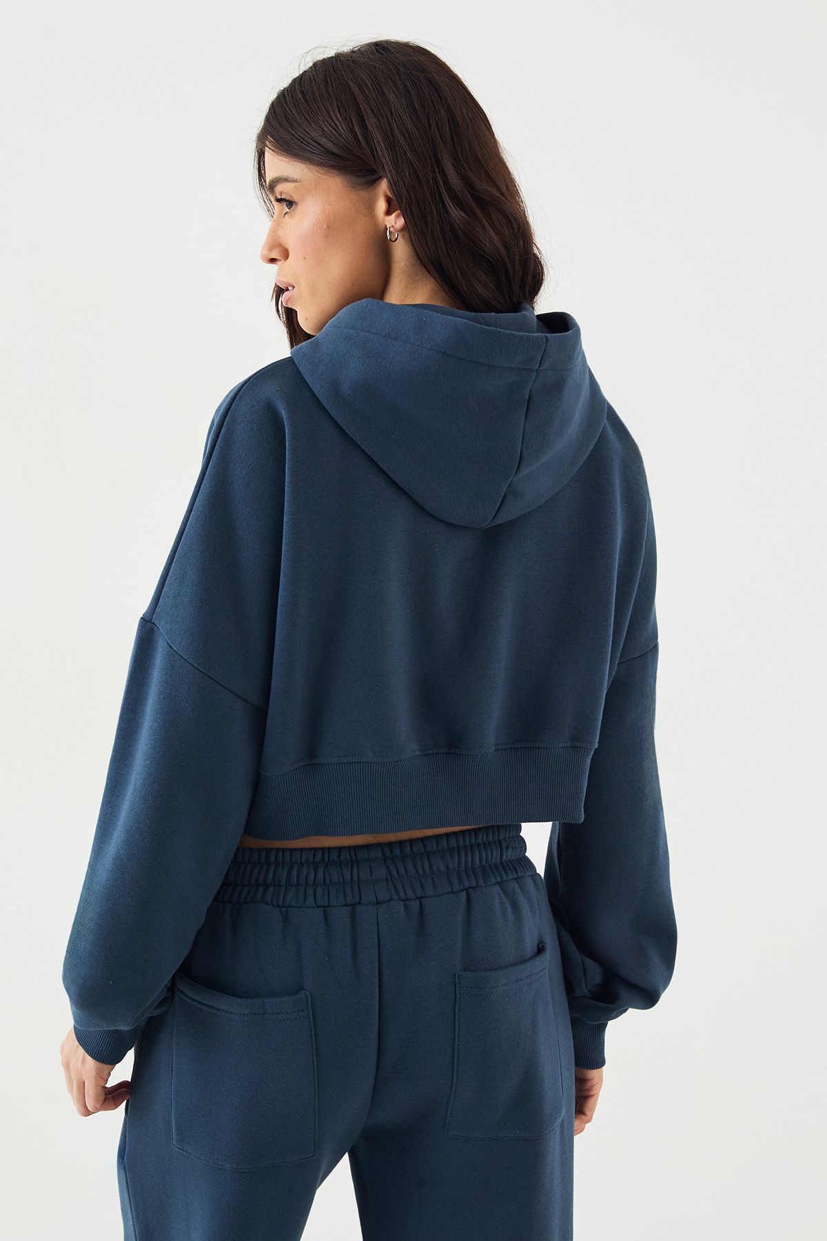 DSGN Studio DSGN Studio Boxy Crop Zip Through Hoodie Indigo image 2