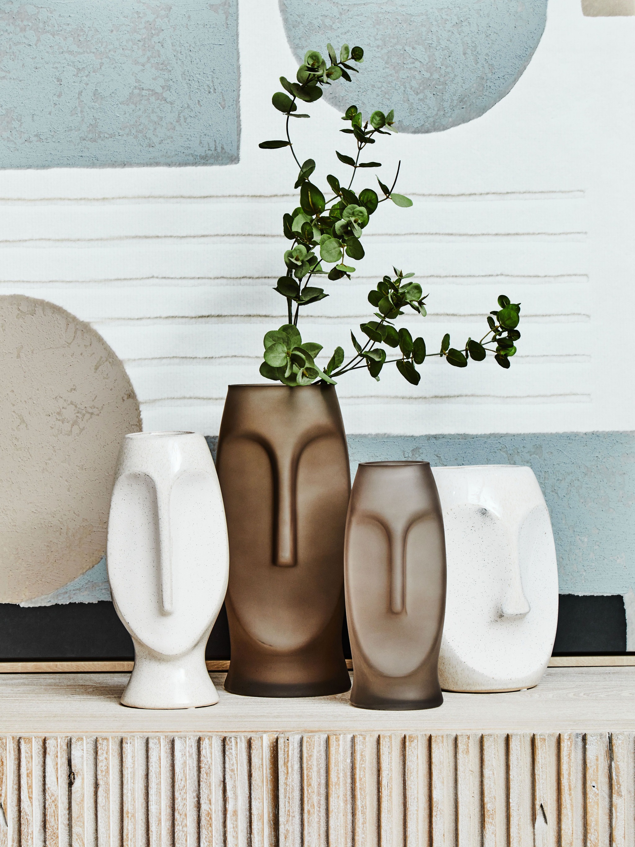 Orsina Handcrafted Stoneware Face Large Vase, Modern Free Standing Vase, Contemporary Flower Vase, Stoneware Vase image 4