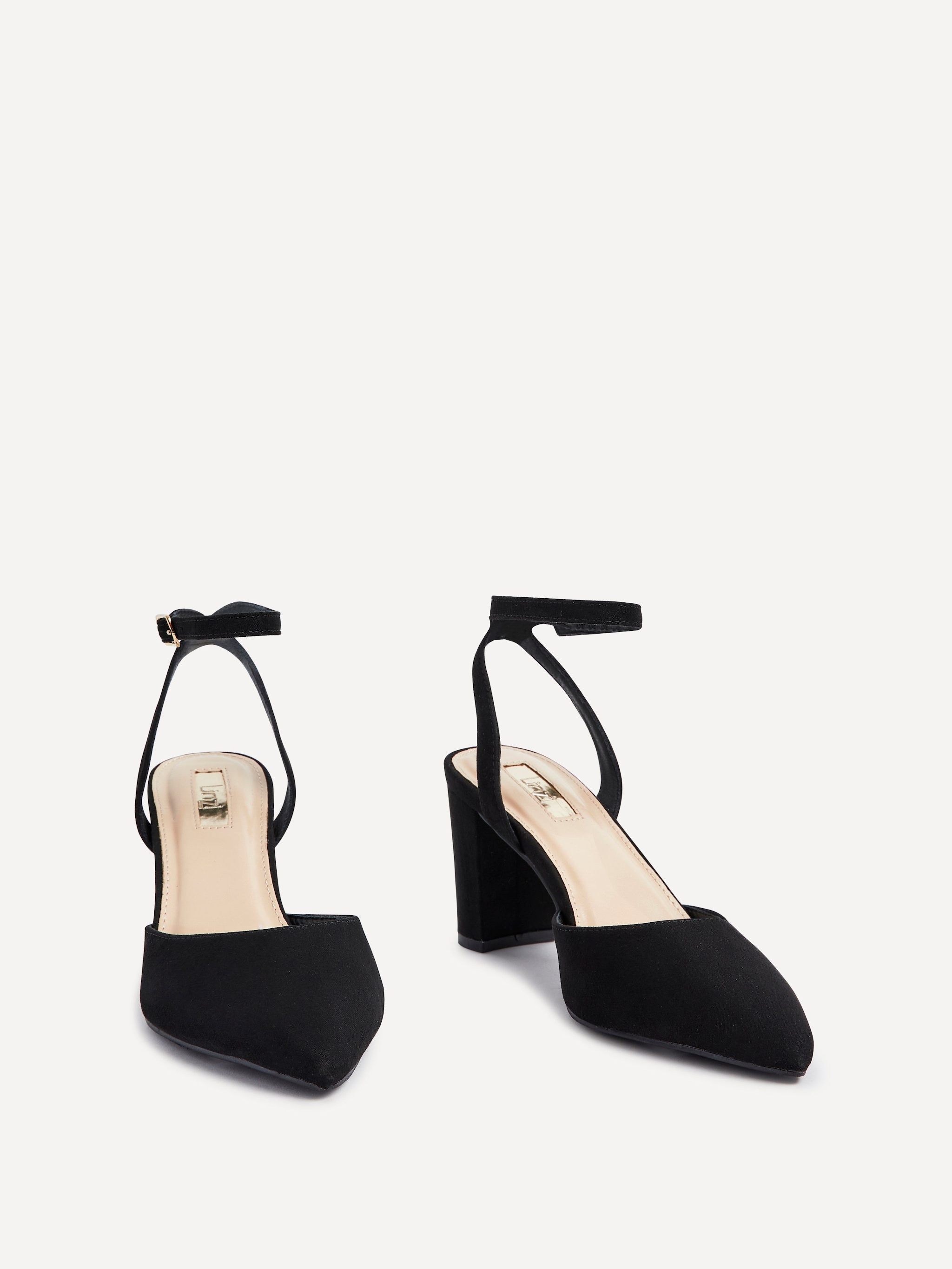 Linzi Carrie Black Faux Suede Mid Height Court Shoe image 3