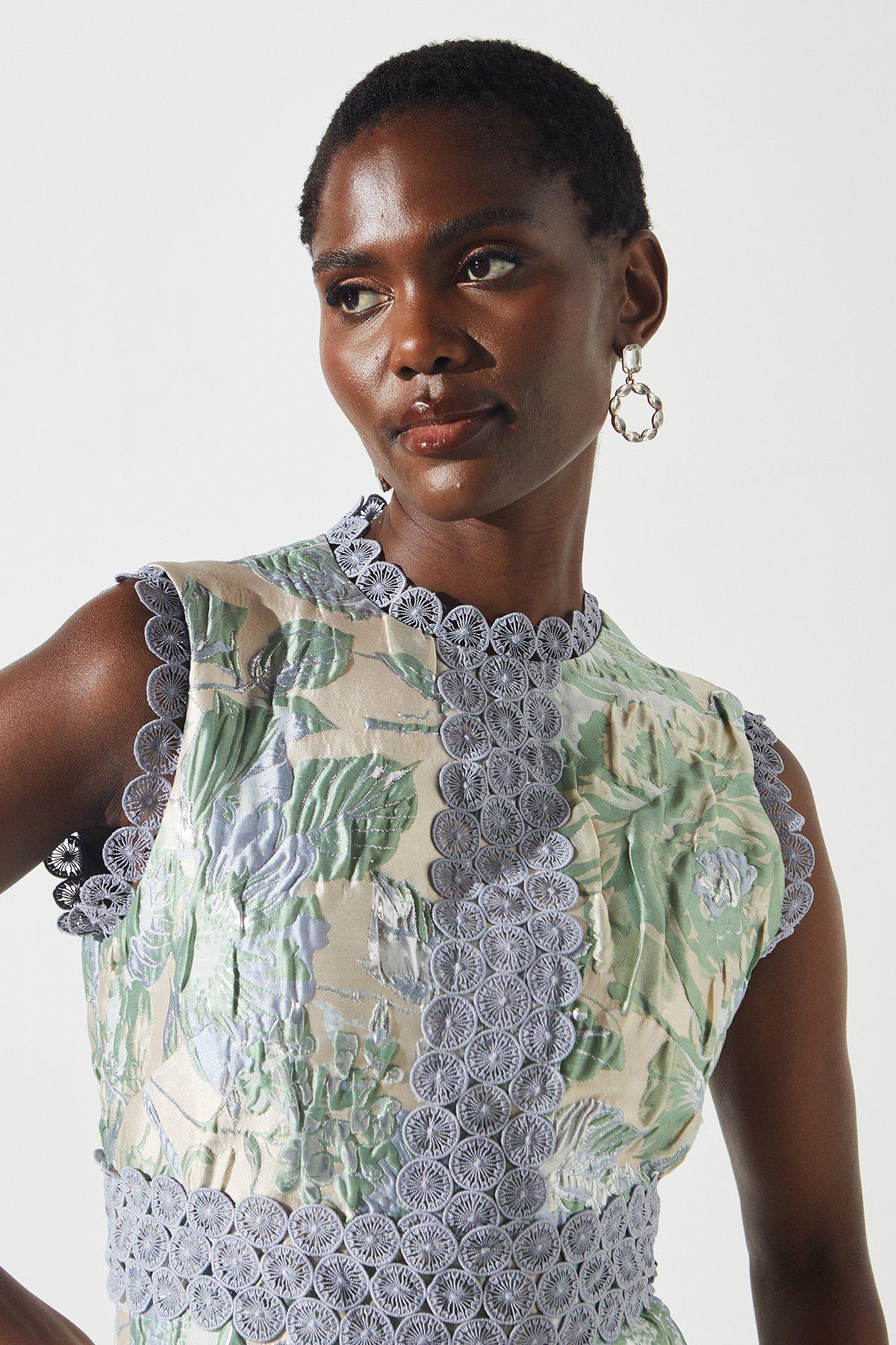 Coast Lace Trim Sleeveless Skater Dress Multi image 4