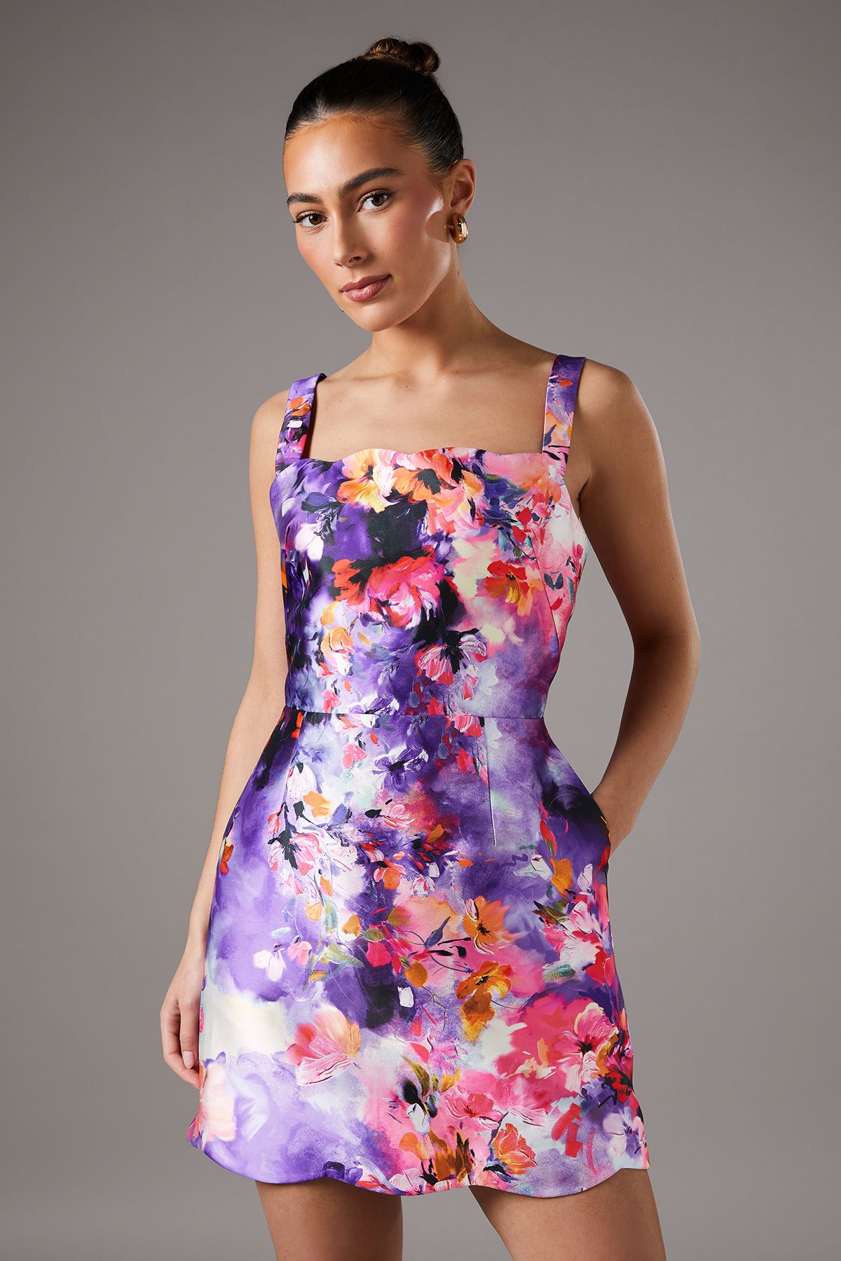 Coast Printed Twill Mini Dress Multi image 2