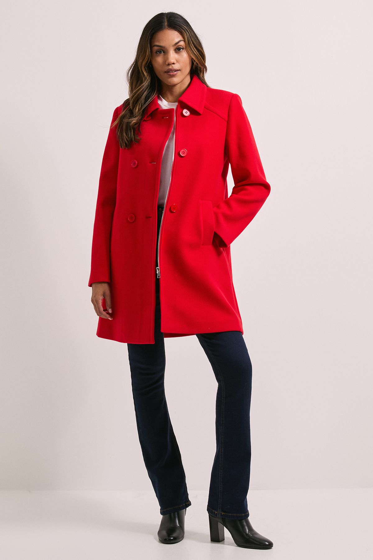 Dorothy Perkins Short Faux Wool Dolly Coat Red image 2
