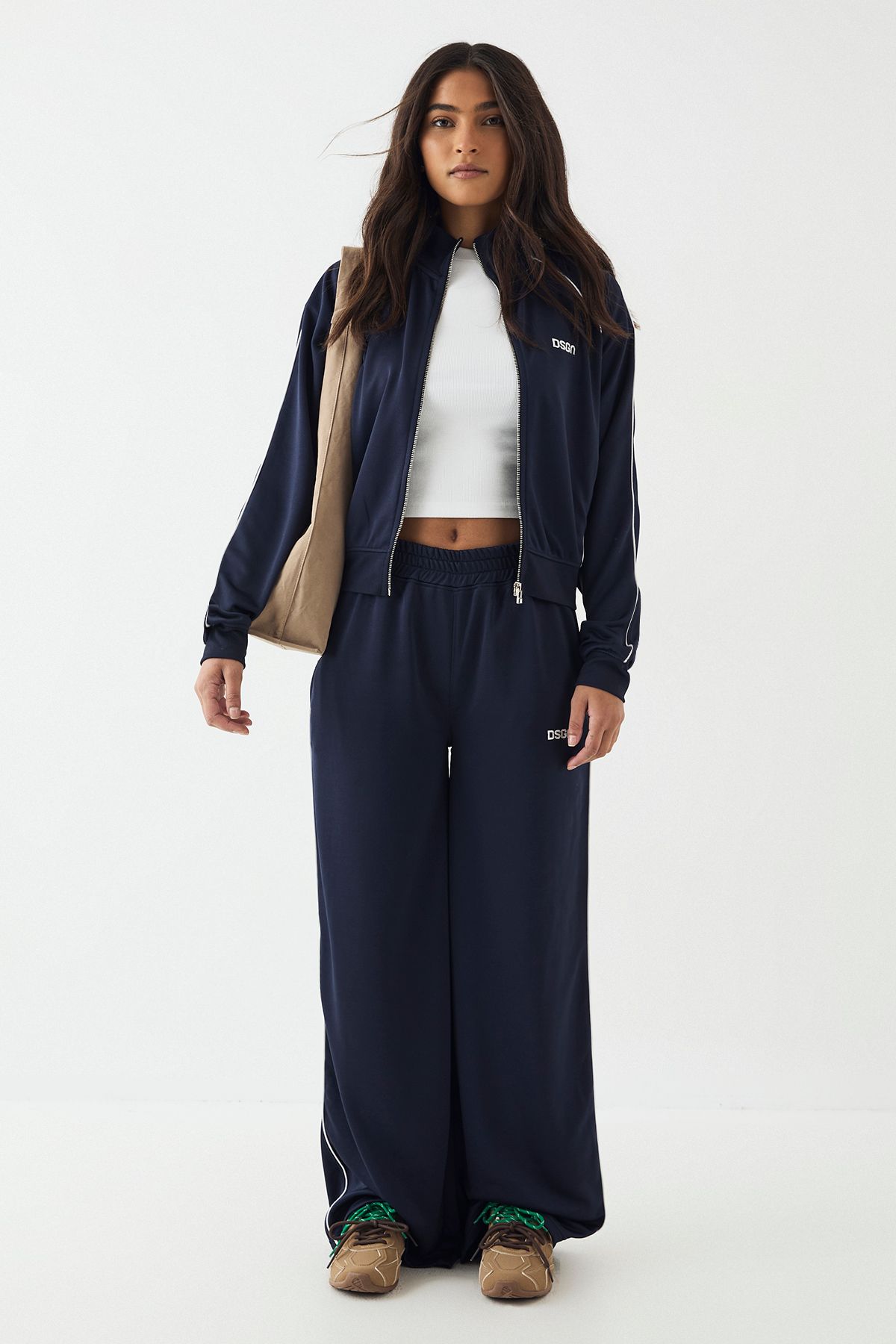 DSGN Studio DSGN Studio Tricot Piping Detail Zip Through Track Jacket Navy image 5