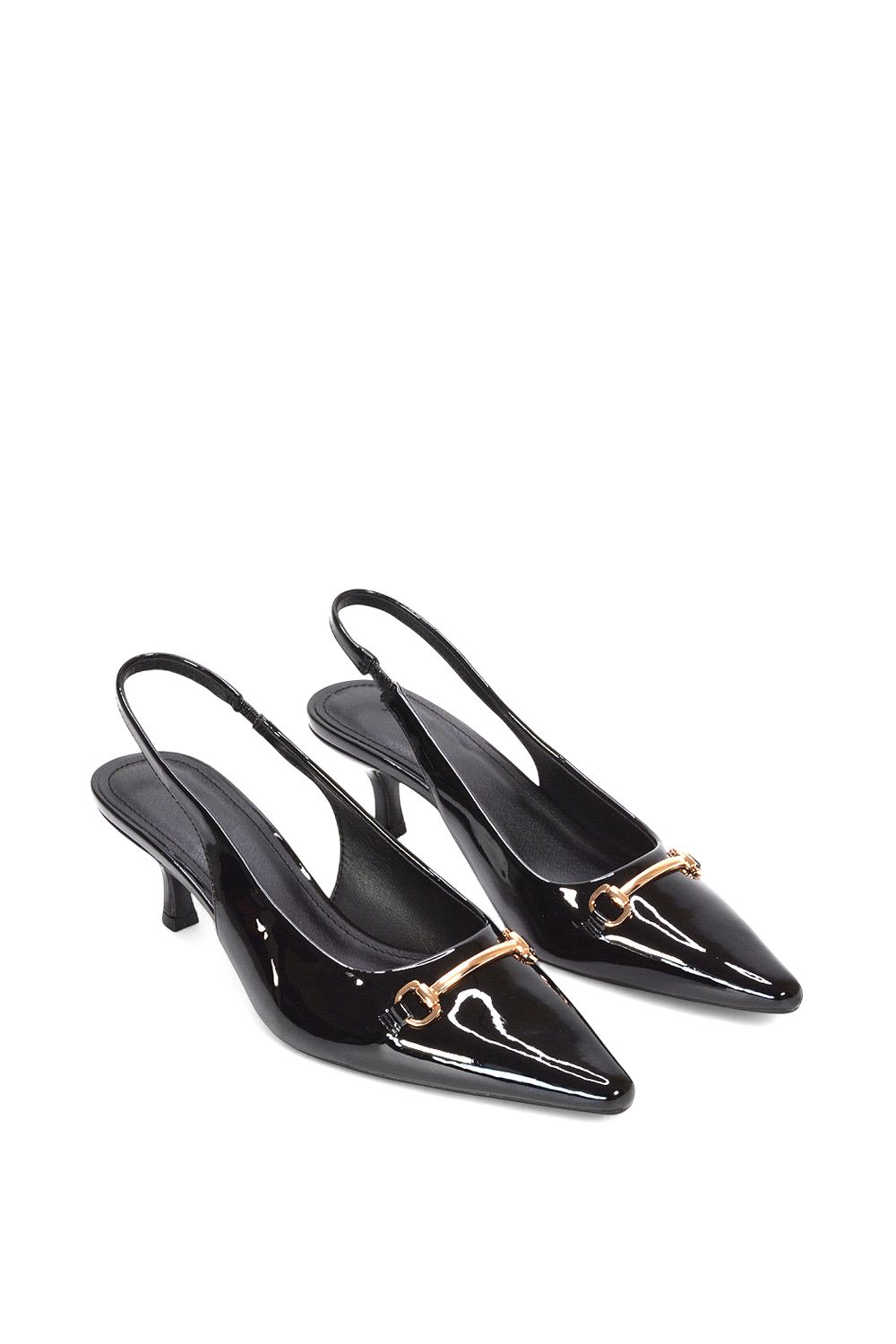 XY London 'Jane' Pointed Toe Slingback Mid Kitten Heels with Buckle image 5