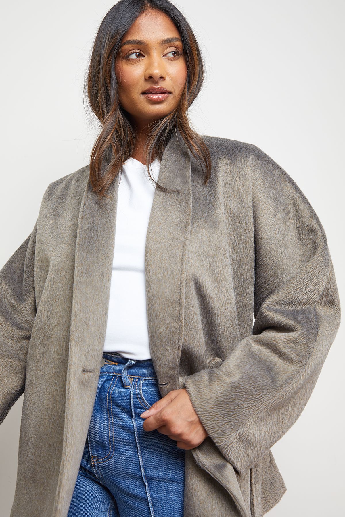 Oasis Wrap Detail Belted Short Coat Grey image 4