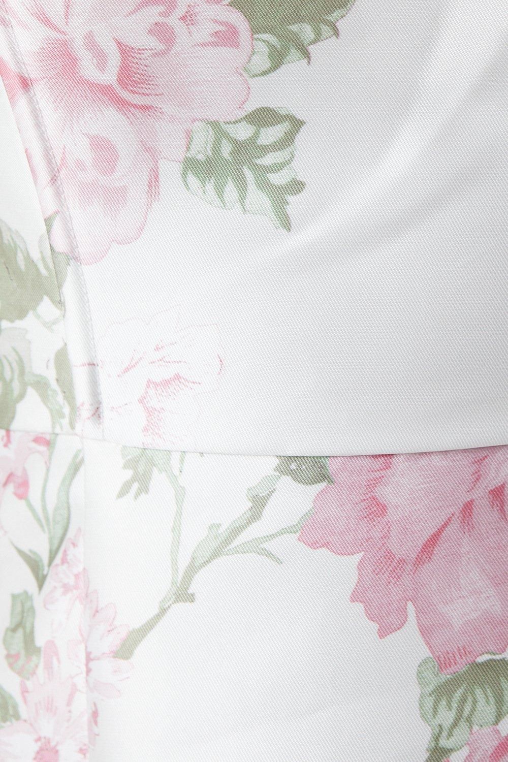 Coast Peony Printed Scallop Detail Twill Column Bridesmaid Dress Blush image 5