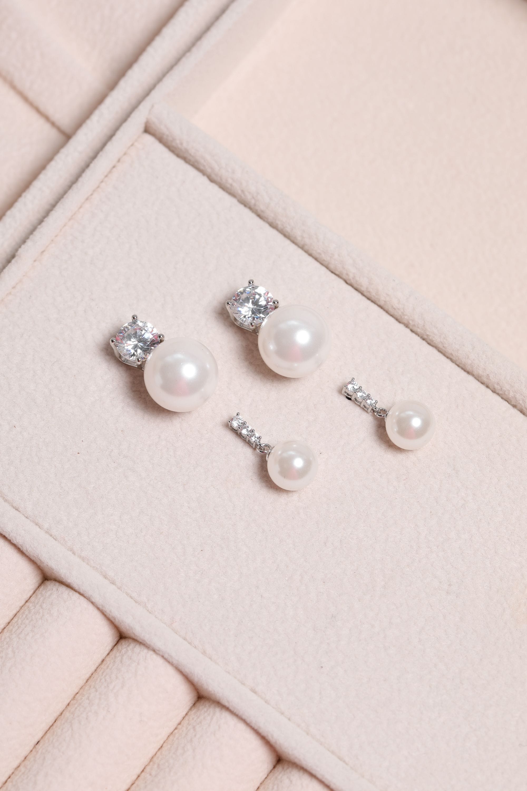 Jon Richard Rhodium Plated Crystal Stick and Pearl Earrings image 3