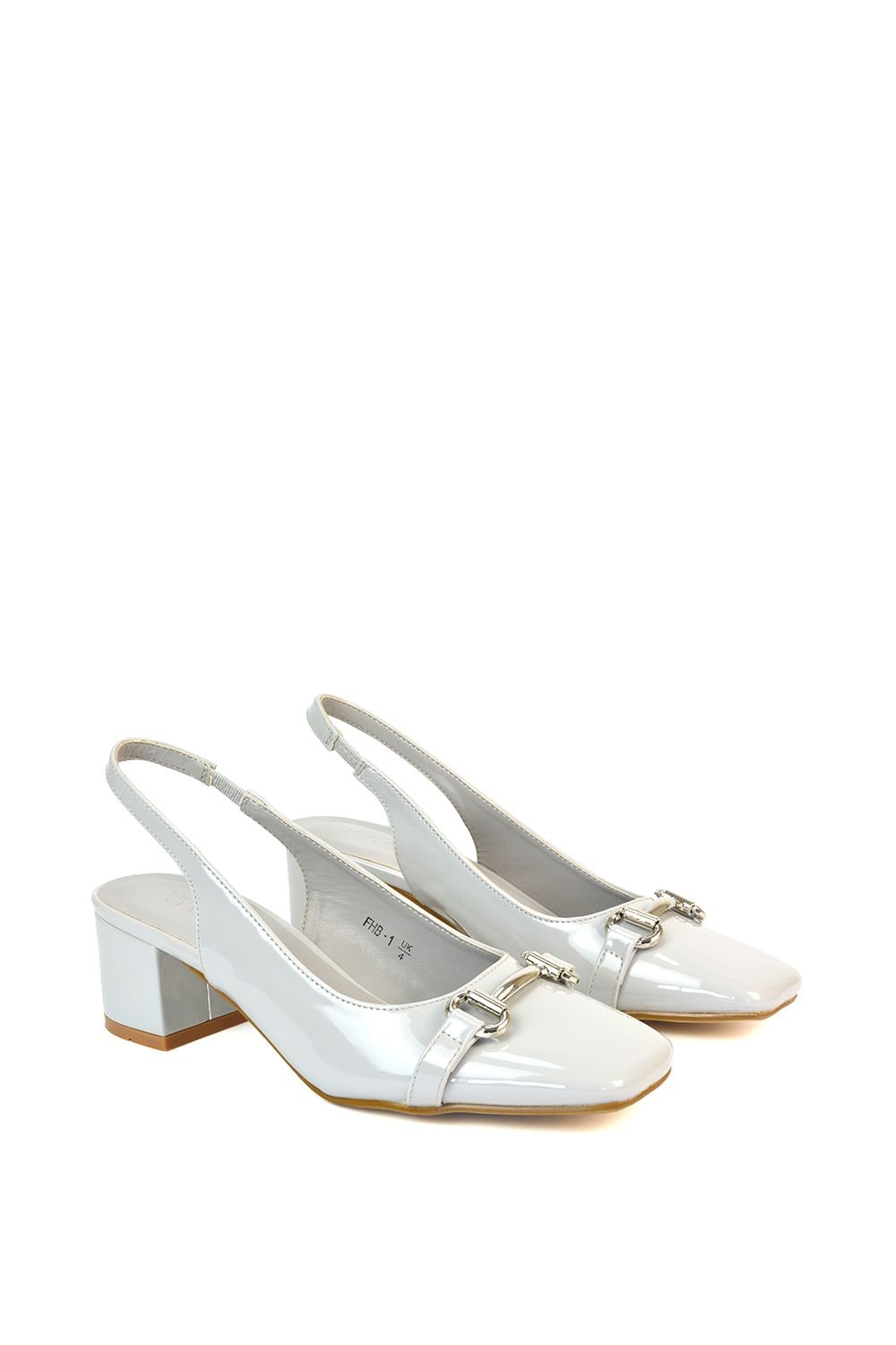 XY London 'Selena' Square Toe Slingback Mid Block Heel Ballet Court Shoes image 3