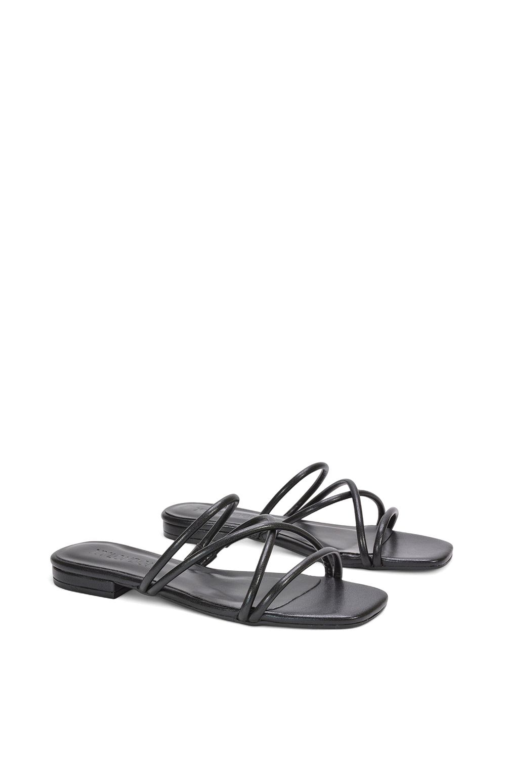XY London 'Suzzie' Strappy Flat Slip On Square Toe Slider Mule Sandals image 3