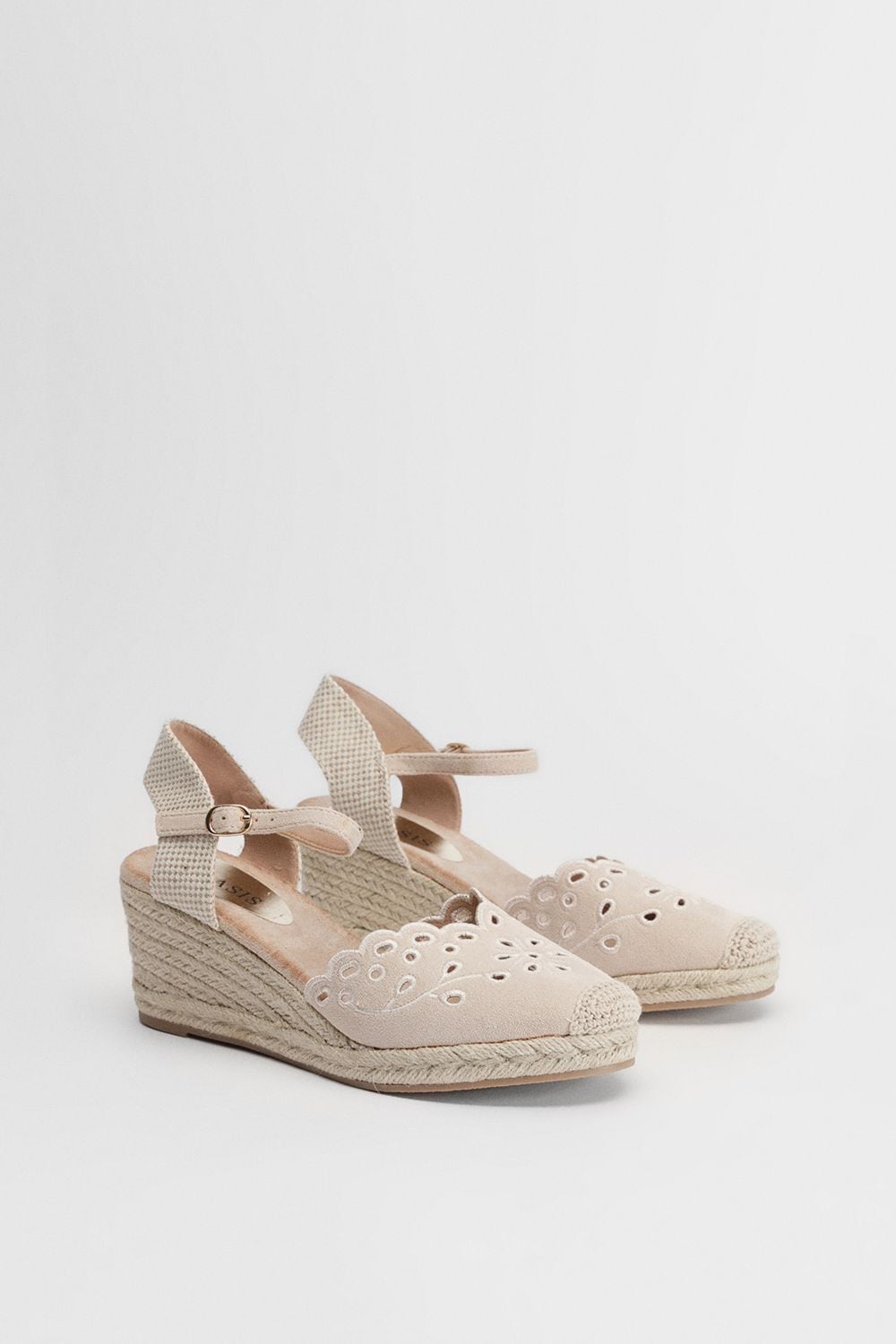Oasis Britany Cut Out Detail Faux Suede 2 Part Espadrille Wedges Beige