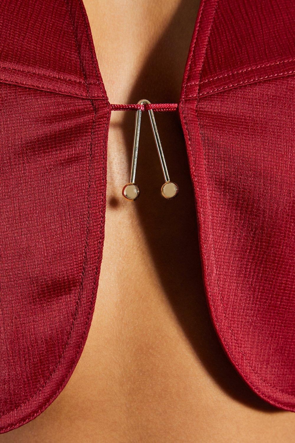 MissPap Textured Satin Halter Neck Top Berry image 5