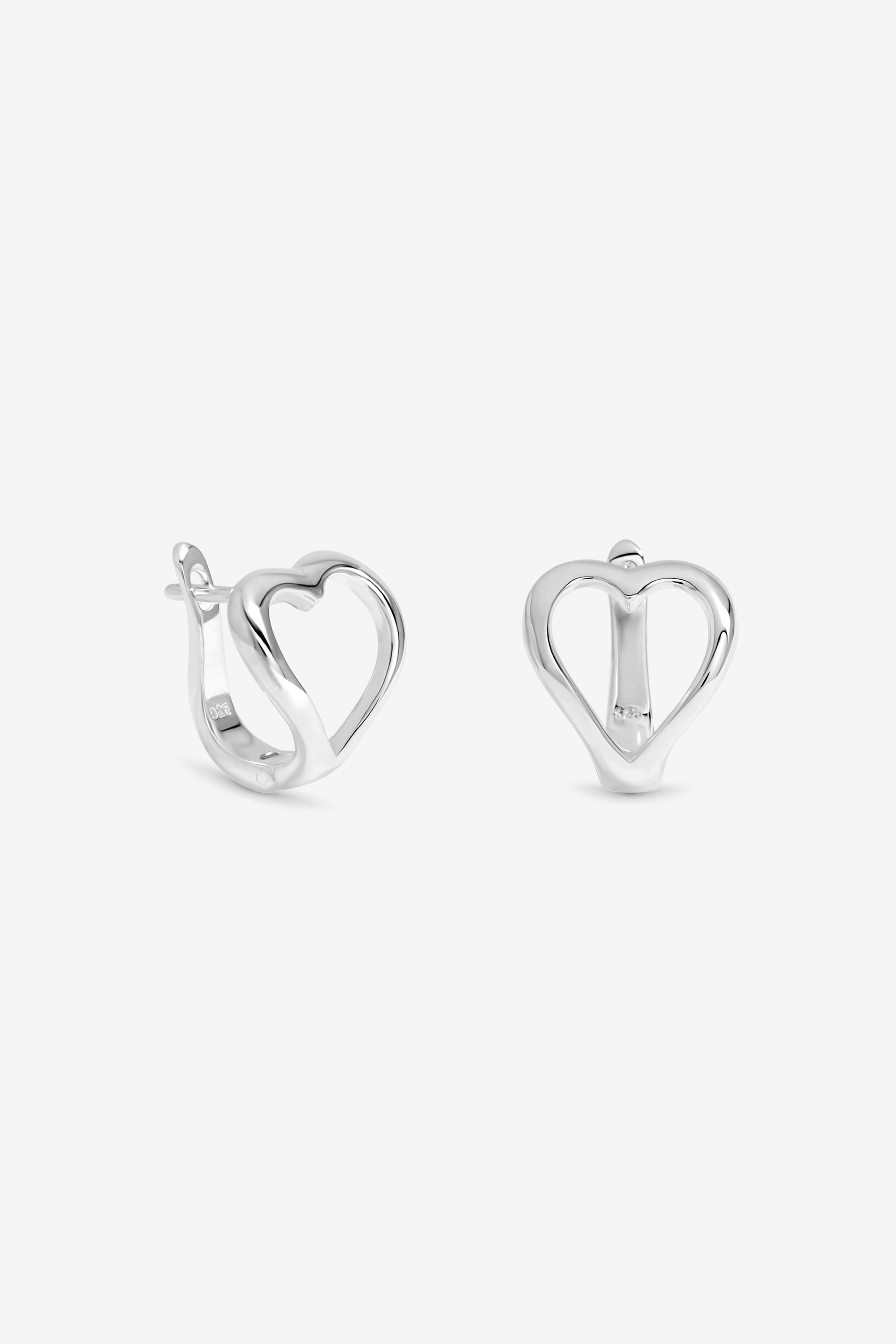 Simply Silver Sterling Silver 925 Polished Heart Hoop Earrings image 1
