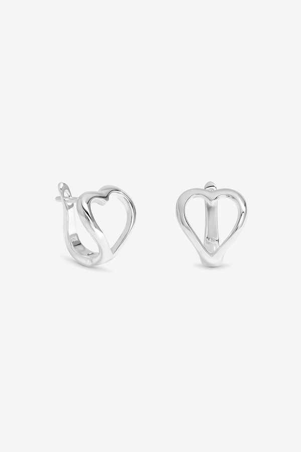 Simply Silver Sterling Silver 925 Polished Heart Hoop Earrings
