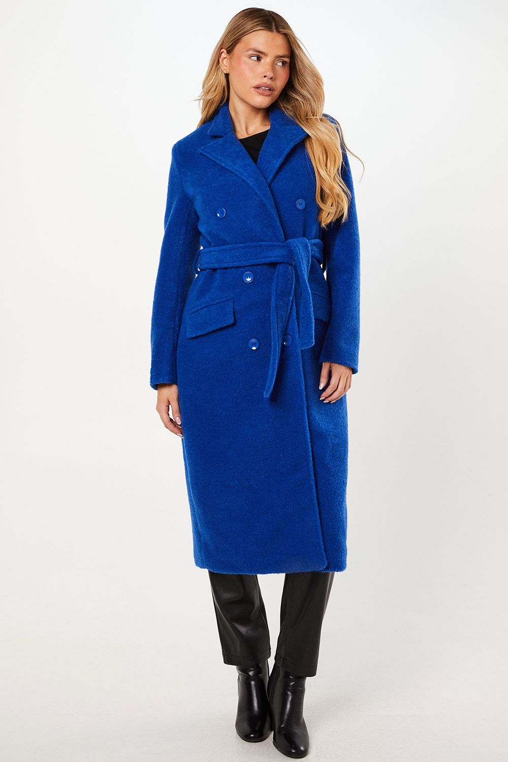Dorothy Perkins Boucle Belted Midi Coat Cobalt image 5