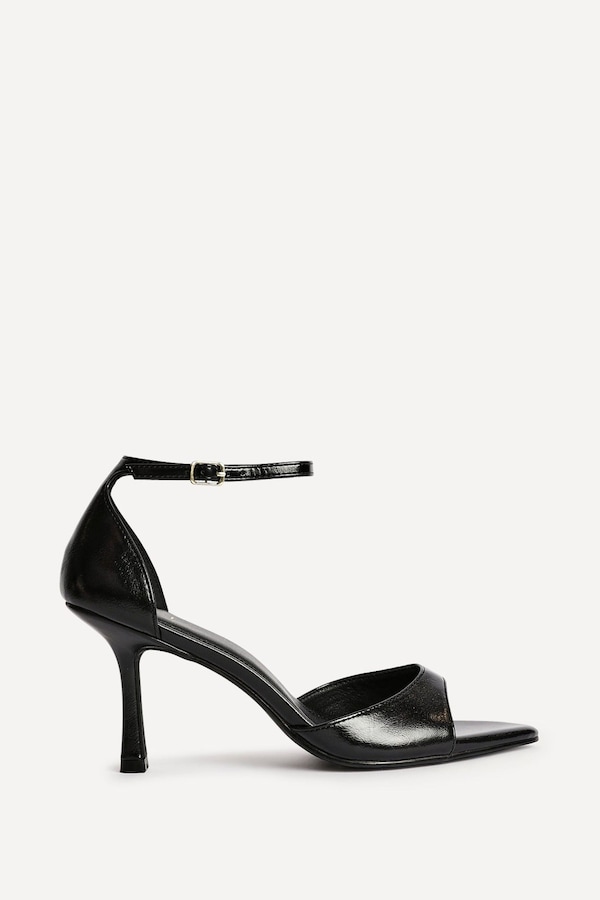 Linzi Wanted Black Faux Leather Pointed Toe Heels