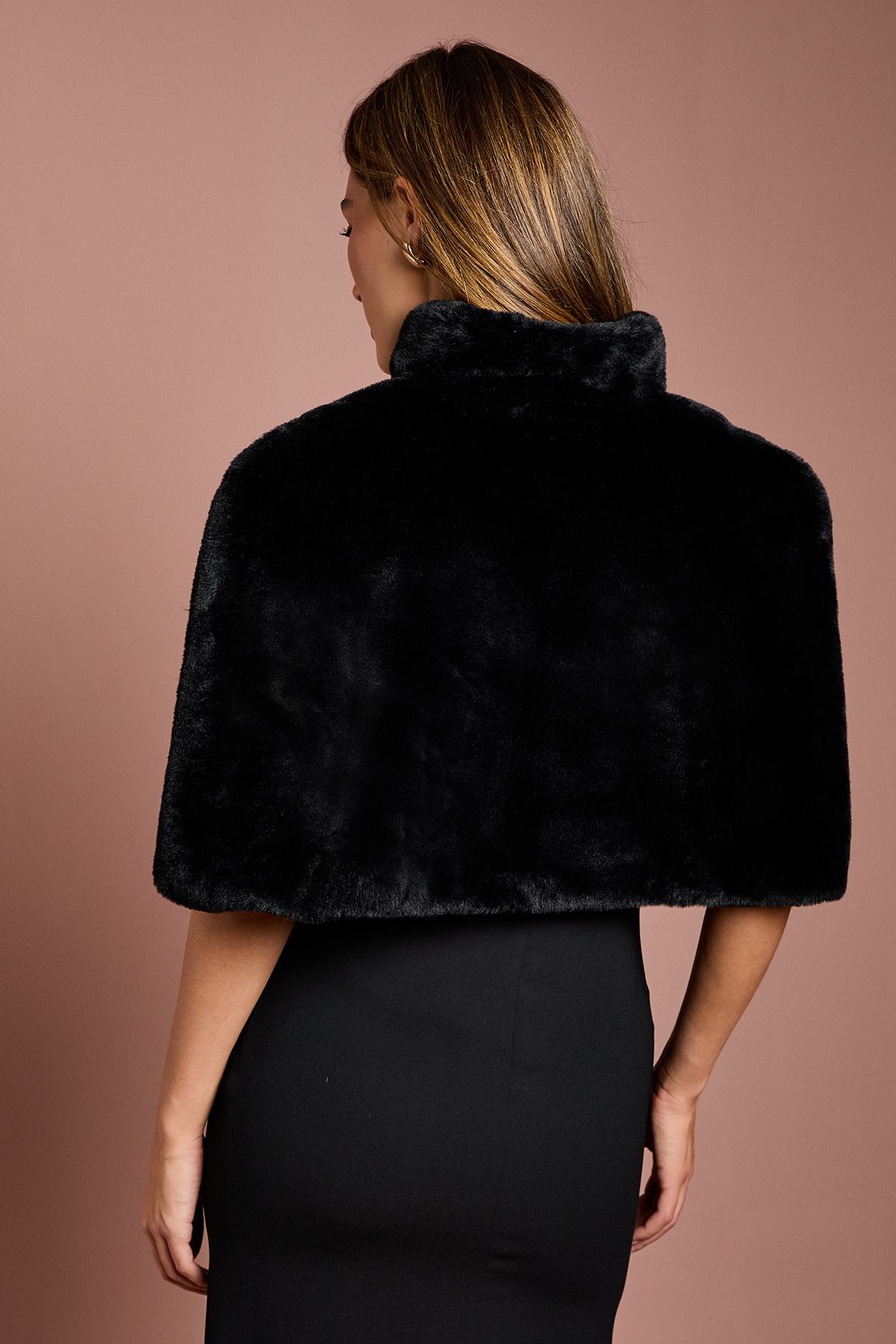 Coast Black Faux Fur Short Cape Black image 4