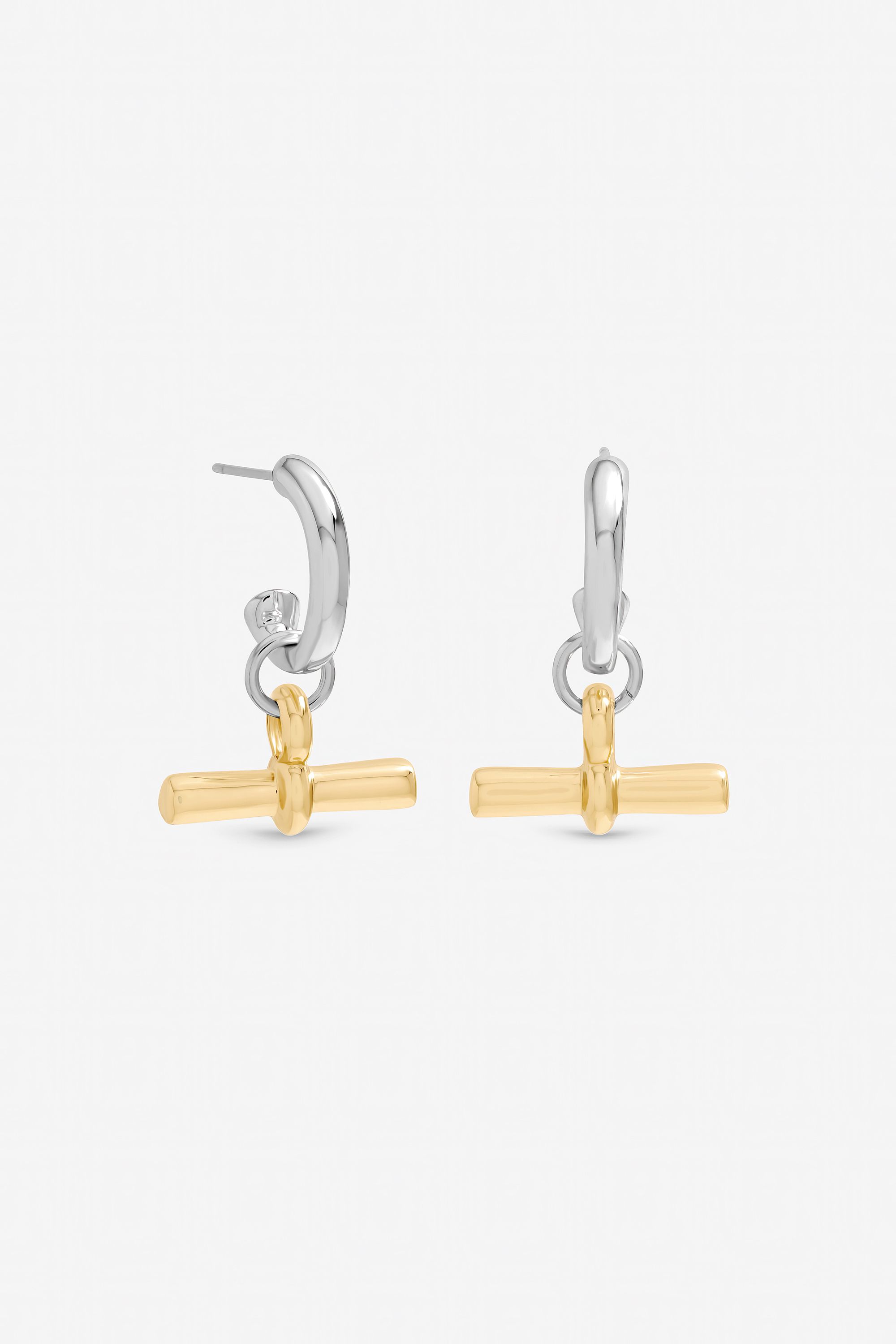 Inicio Two Tone T-Bar Earrings - Gift Pouch image 1