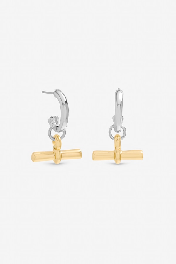 Inicio Two Tone T-Bar Earrings - Gift Pouch