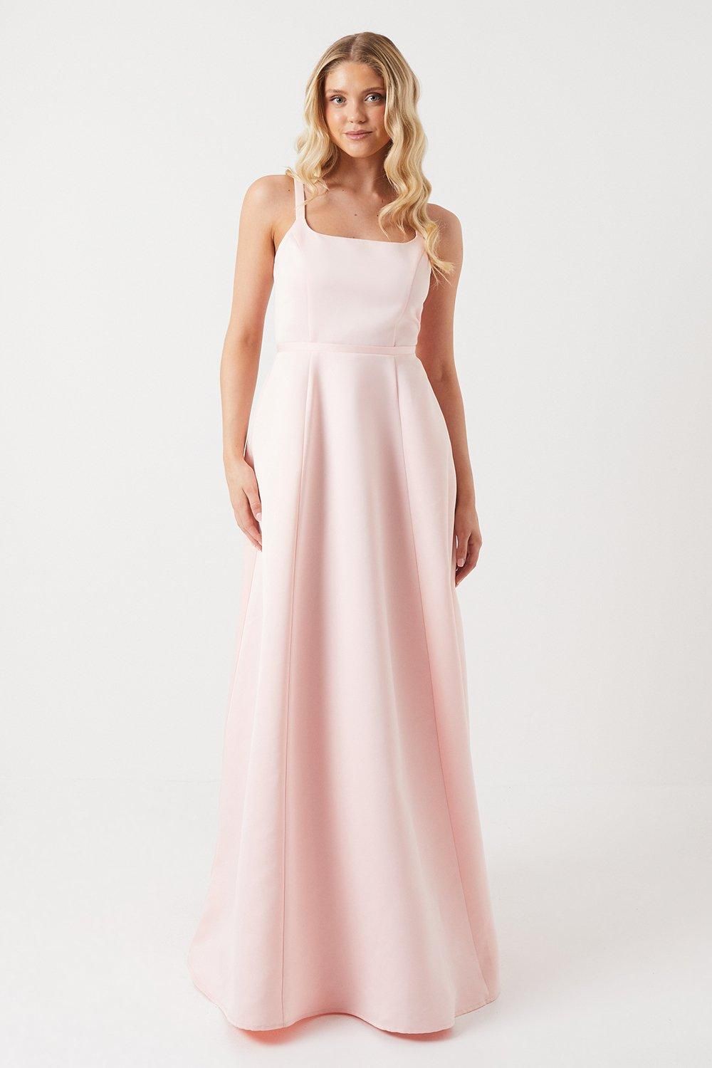 Coast Structured Satin Corset Full Skirt Bridesmaid Dress Blush image 1