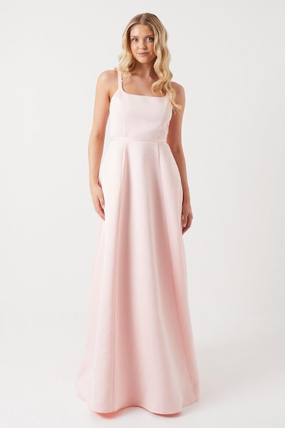 Coast Structured Satin Corset Full Skirt Bridesmaid Dress Blush
