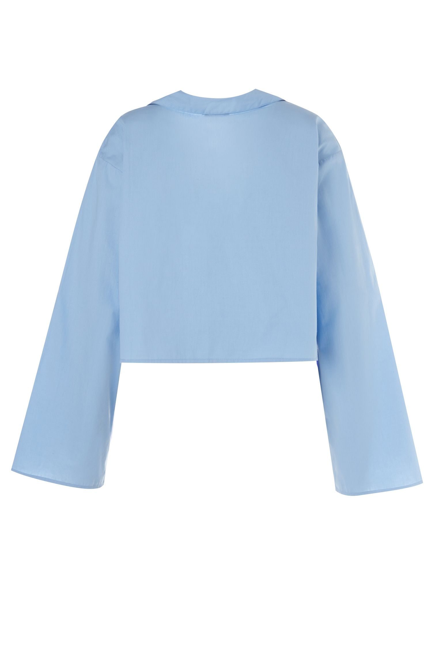 NastyGal Plus Cotton Tie Front Collared Wide Cuff Shirt Blue image 2