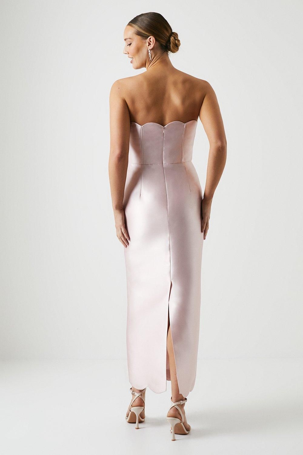Coast Scallop Detail Twill Column Bridesmaid Dress Blush image 3