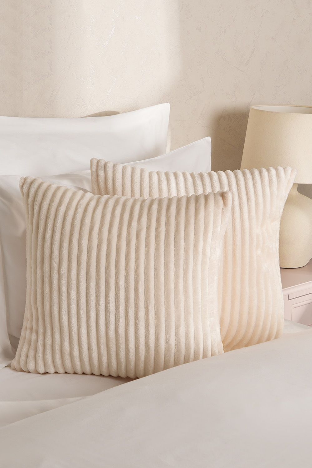 OHS 2 Pack of Ribbed Soft Fleece Cushion Covers image 1