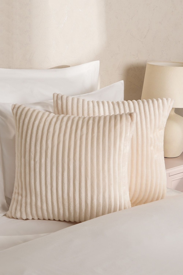 OHS 2 Pack of Ribbed Soft Fleece Cushion Covers