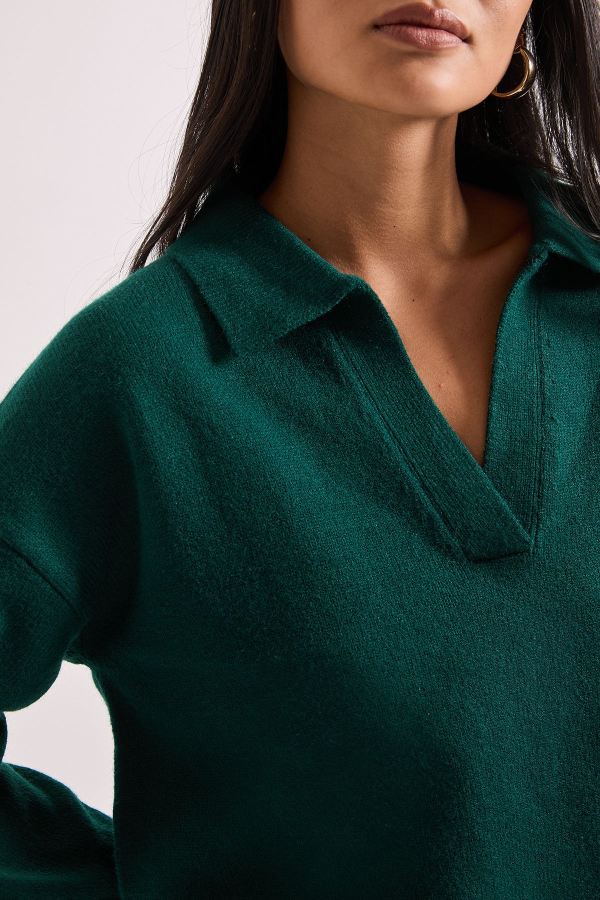 Dorothy Perkins Petite Polo Collared Jumper Bottle Green image 5