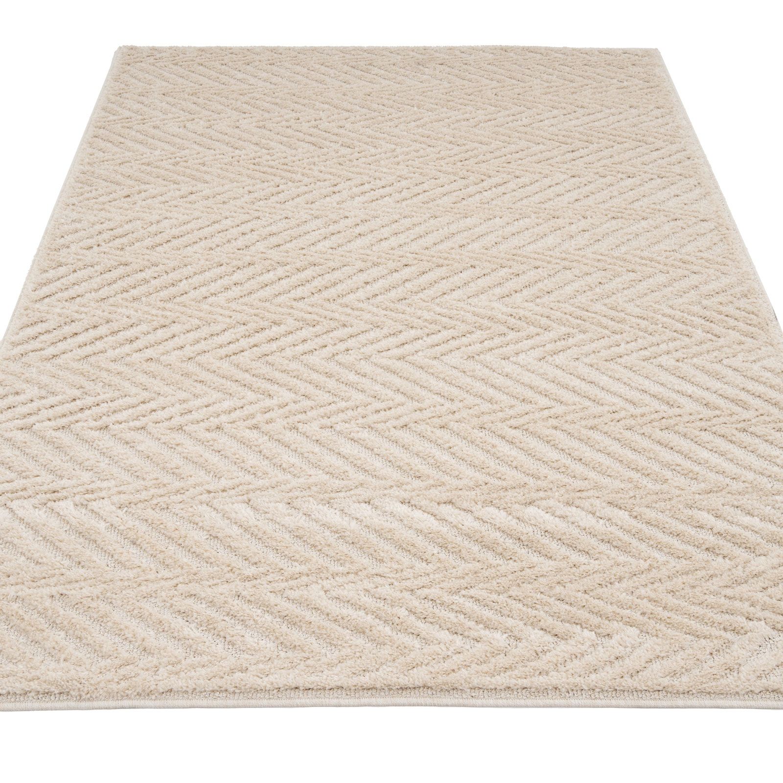 Kukoon Oatmeal Beige Chevron Soft Pile Area Rug image 2